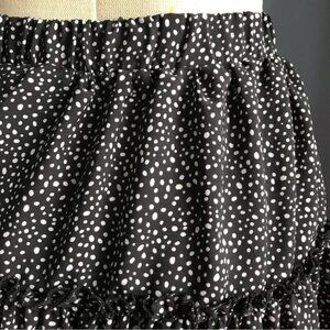 Black & white polka dot circular layered mini skirt party summer everyday wear S